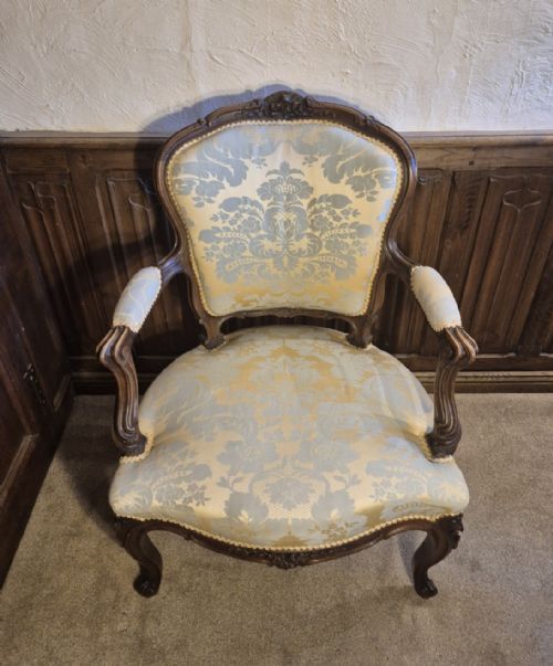 ANTIQUE FRENCH WALNUT ARMCHAIR - ADDITIONAL PHOTO 16