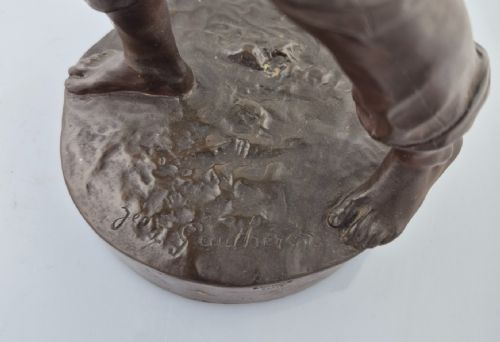 PAIR OF ANTIQUE FRENCH FIGURAL BRONZES OF FARM LABOURERS AFTER JEAN GAUTHERIN - ADDITIONAL PHOTO 11