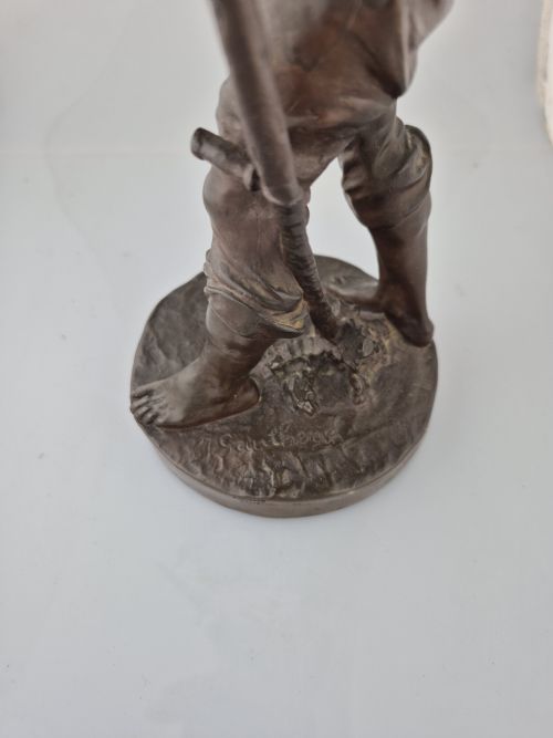 PAIR OF ANTIQUE FRENCH FIGURAL BRONZES OF FARM LABOURERS AFTER JEAN GAUTHERIN - ADDITIONAL PHOTO 26