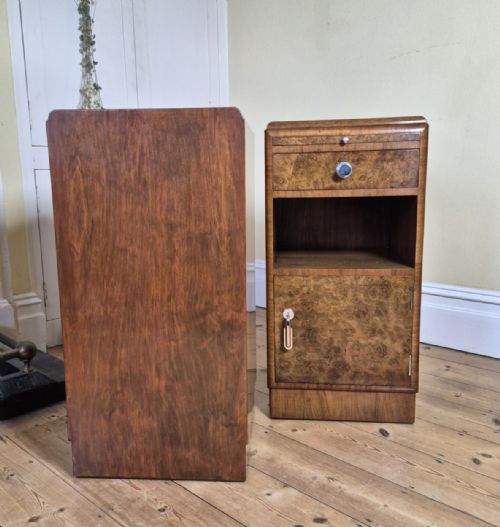 PAIR OF ART DECO BURR WALNUT BEDSIDE CABINETS - ADDITIONAL PHOTO 8