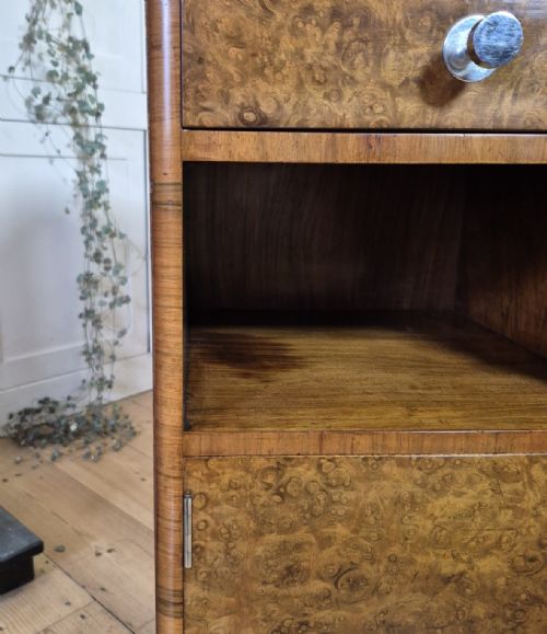 PAIR OF ART DECO BURR WALNUT BEDSIDE CABINETS - ADDITIONAL PHOTO 11
