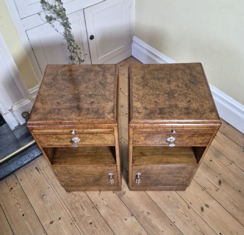 PAIR OF ART DECO BURR WALNUT BEDSIDE CABINETS - ADDITIONAL PHOTO 12