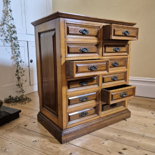 LATE 19TH CENTURY COLLECTORS CHEST IN WALNUT SATIN BIRCH - ADDITIONAL PHOTO 2