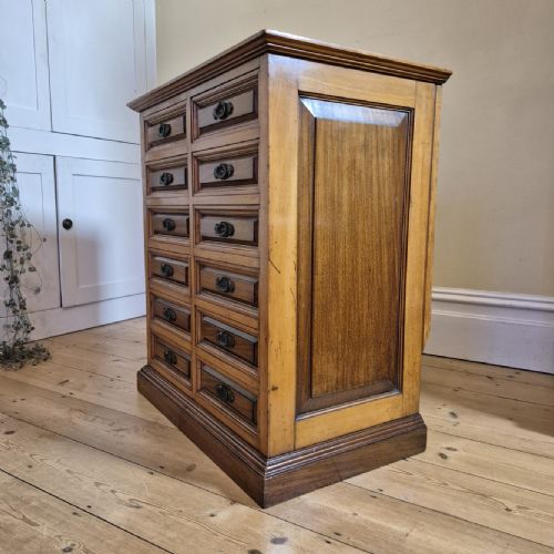 LATE 19TH CENTURY COLLECTORS CHEST IN WALNUT SATIN BIRCH - ADDITIONAL PHOTO 4