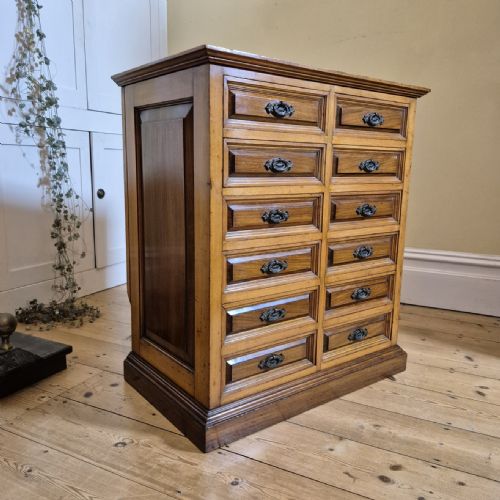 LATE 19TH CENTURY COLLECTORS CHEST IN WALNUT SATIN BIRCH - ADDITIONAL PHOTO 11