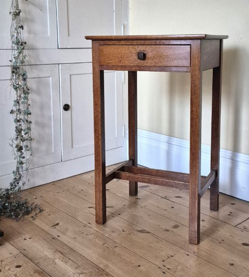 Oak Single Drawer Table in the Manner of Hubert Simpson of Kendal.
