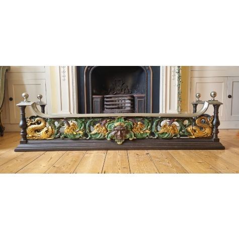 A Magnificent Victorian Polychromed Fireplace Fender