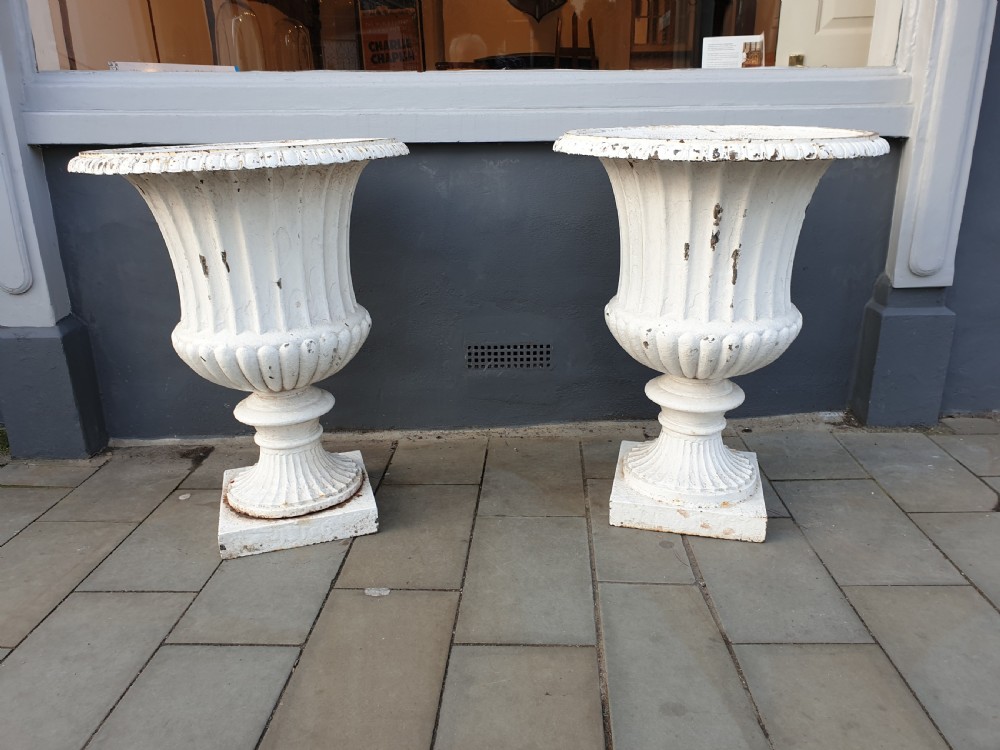 Pair of large 19th Century cast iron urns attributed to Andrew Handyside & Co. of Derby  View II