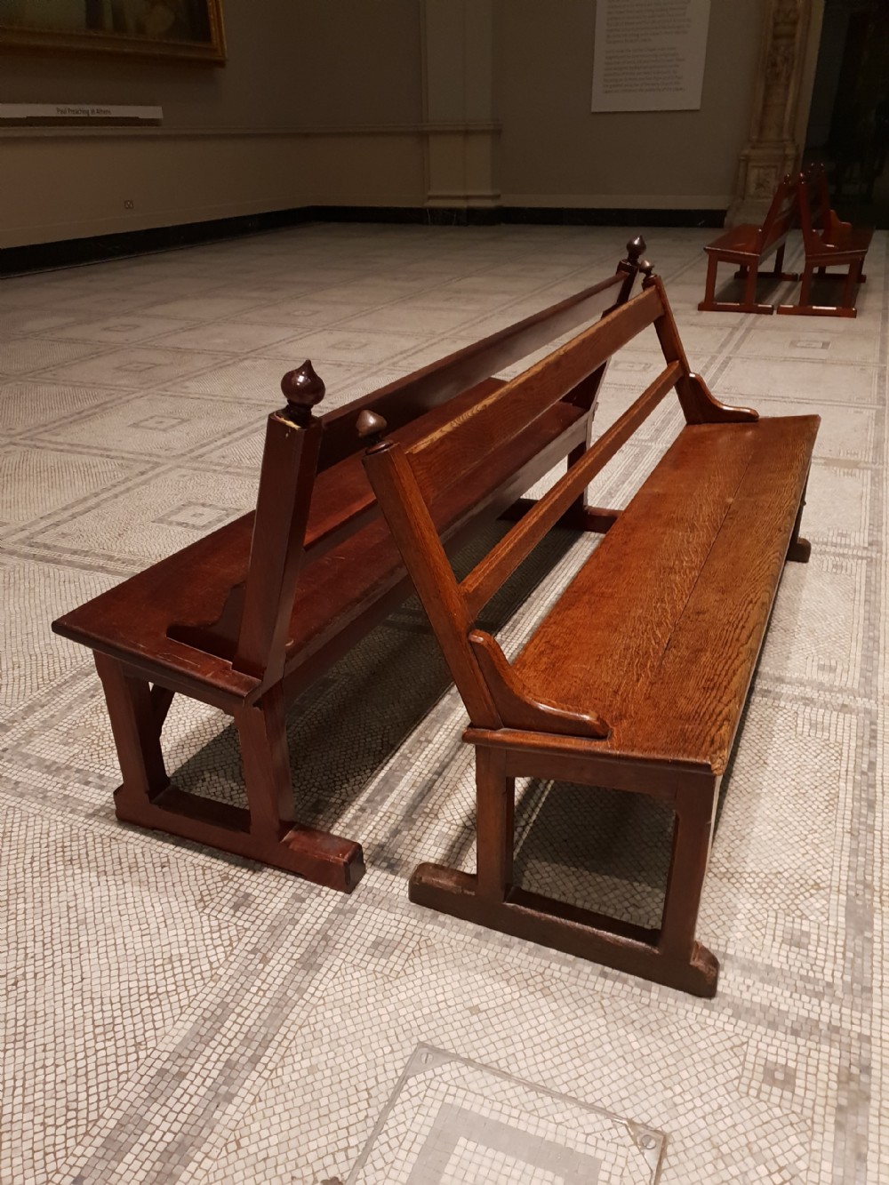 Antique gothic mahogany hall bench  View VIII
