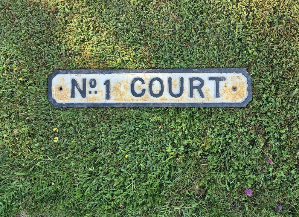 No. 1 Court - an original 1920s cast iron sign