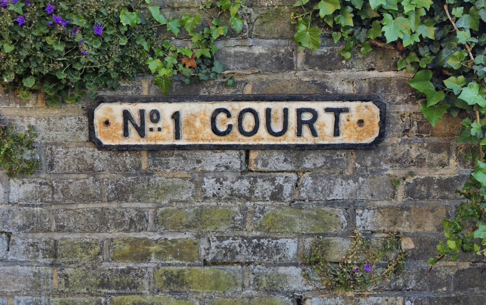 No. 1 Court - an original 1920s cast iron sign View II