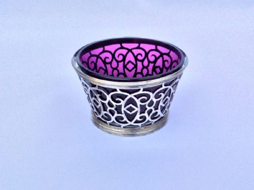 A Lovely Edwardian Silver & Amethyst Pierced Bowl.
