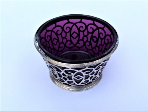 fig 1. A lovely Edwardian silver & amethyst pierced bowl.