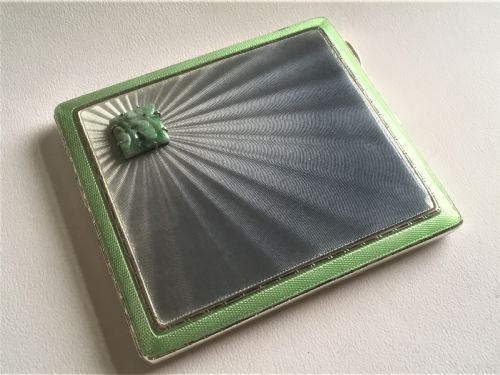 A Stunning Silver & Guilloche Enamel Cigarette Case