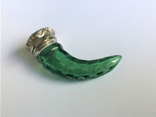 A Gorgeous Victorian Silver Mounted Cornucopia Scent Bottle