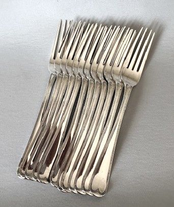 An Extremely Rare Set of 12 Georgian Irish Silver Dinner Forks
