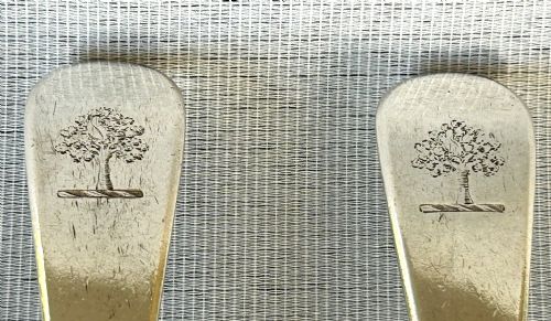 fig 1. A rare pair of Paul Storr Georgian silver serving/table spoons