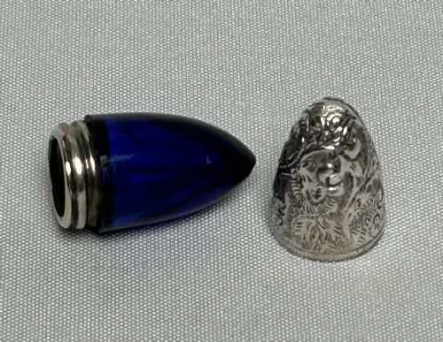fig 1. A Victorian Bristol Blue & silver bullet scent bottle