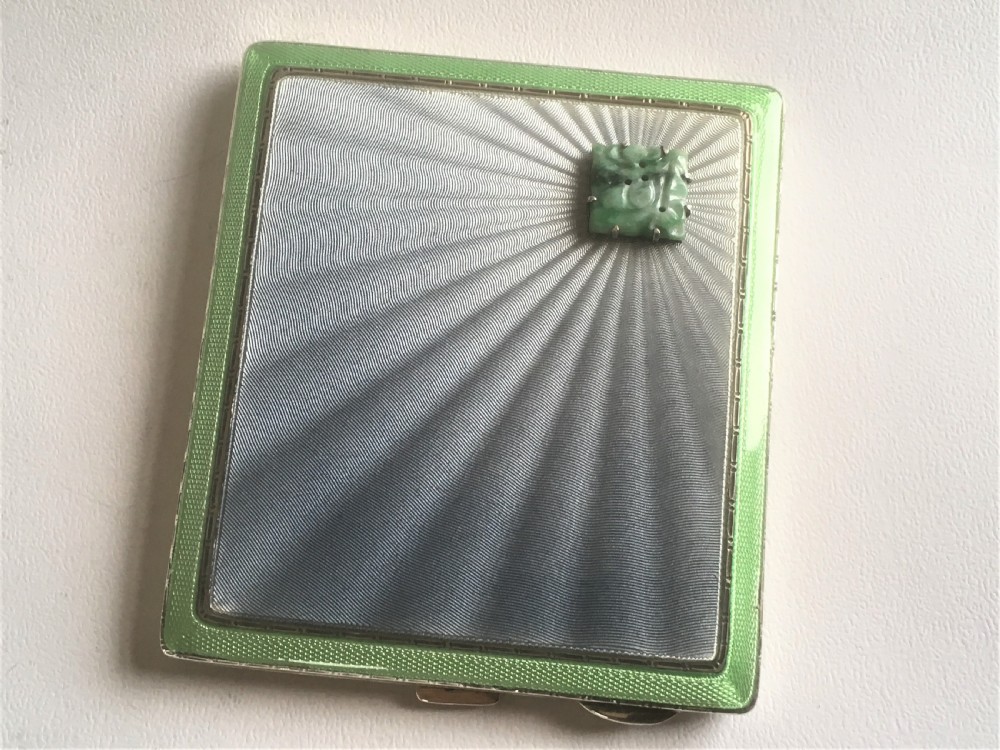 A stunning silver & guilloche enamel cigarette case View III