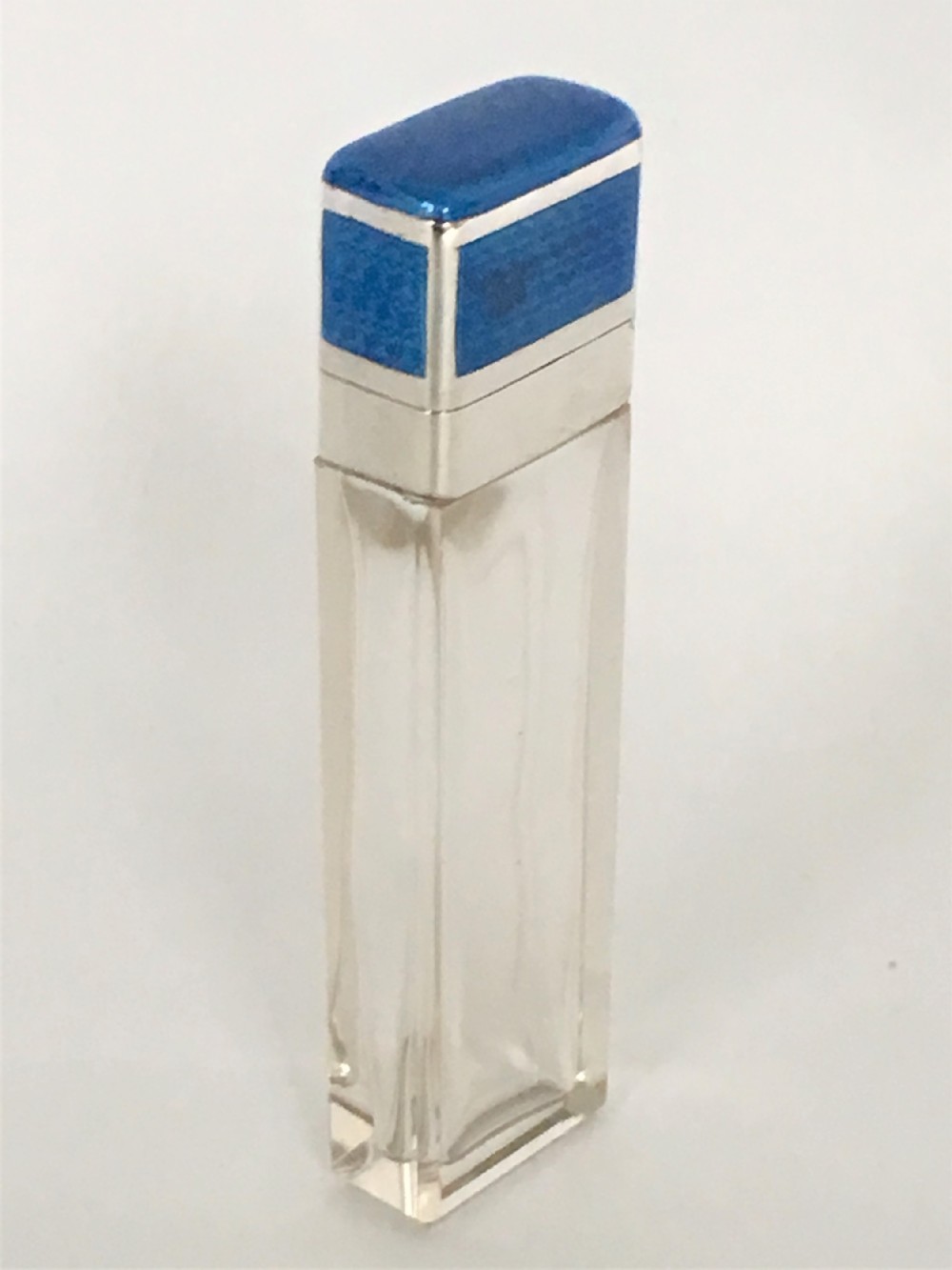 A fabulous Art Deco French silver & enamel scent bottle