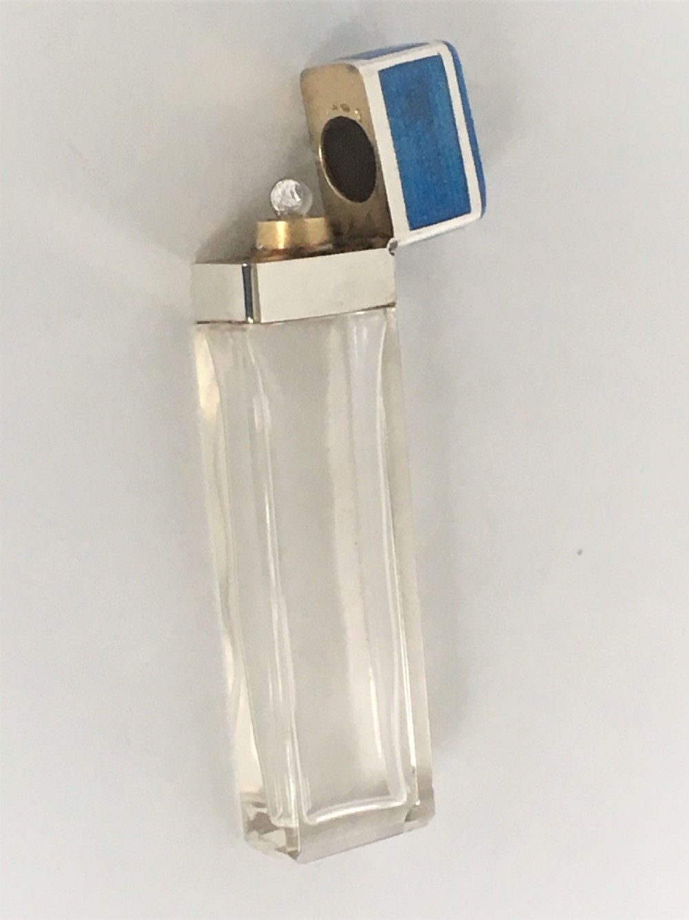 A fabulous Art Deco French silver & enamel scent bottle View VI