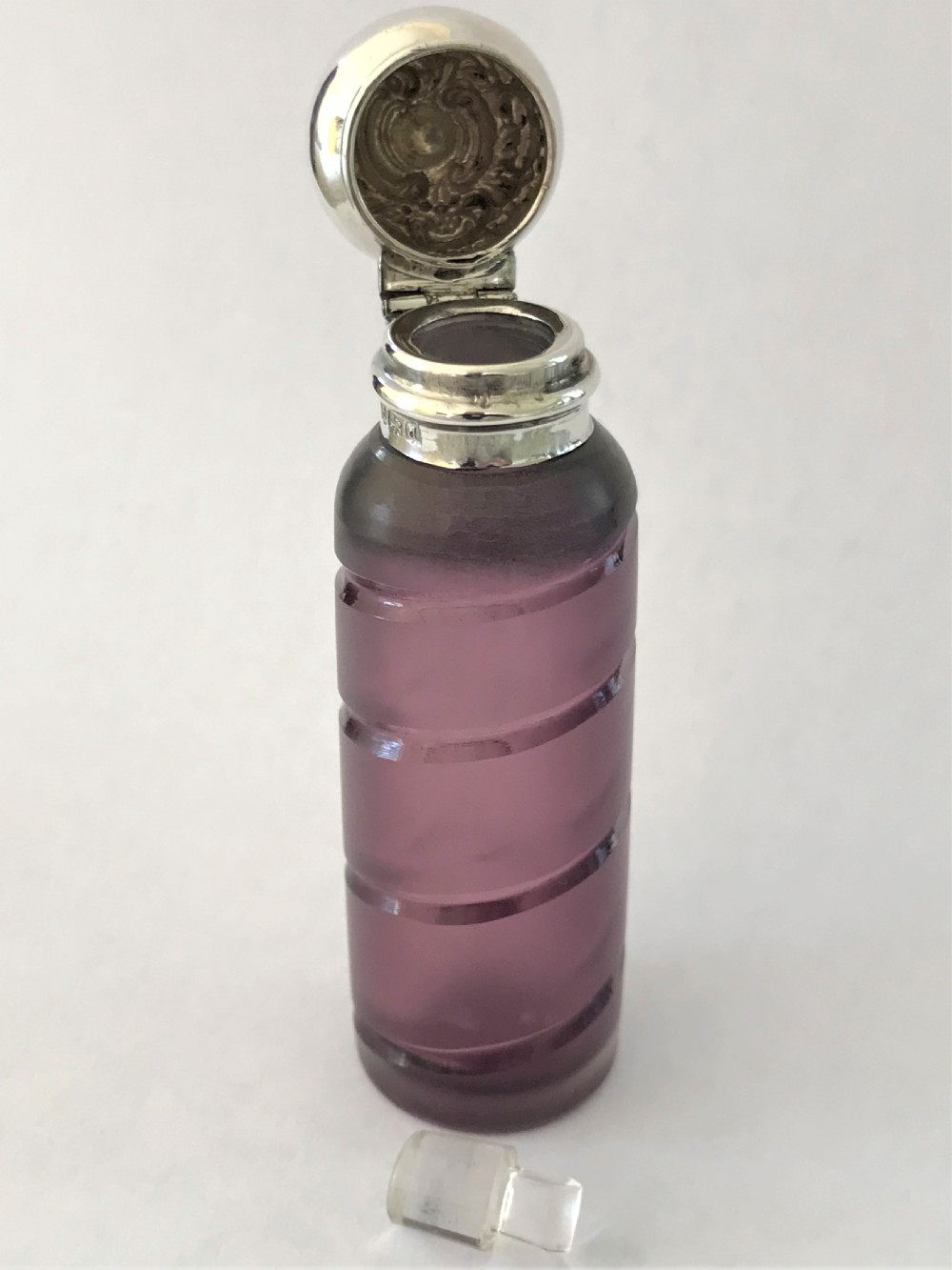 A lovely Edwardian silver mounted amethyst scent bottle View IV