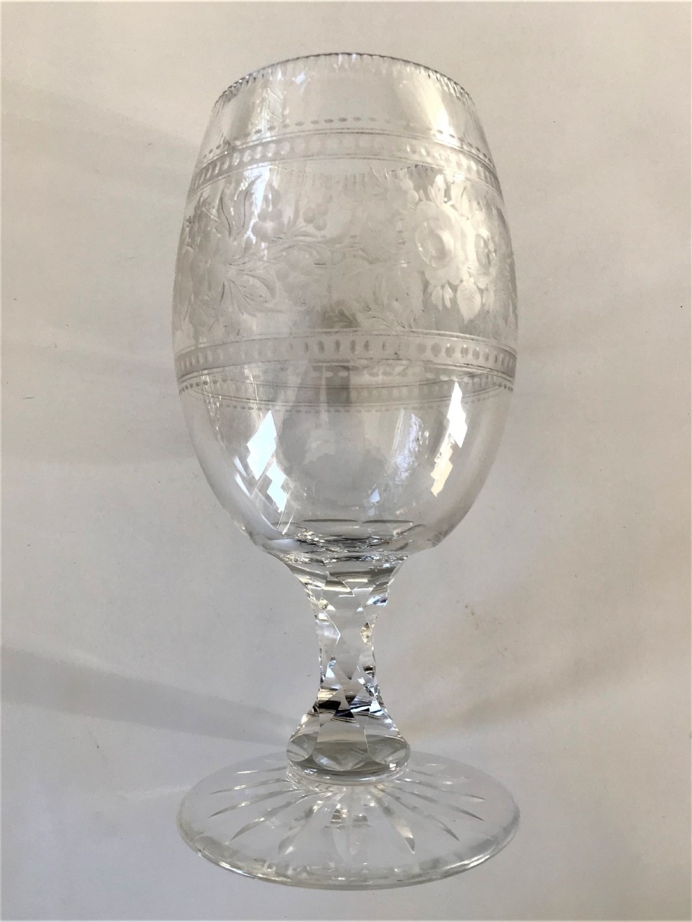 A stunning Victorian cut & etched celery vase