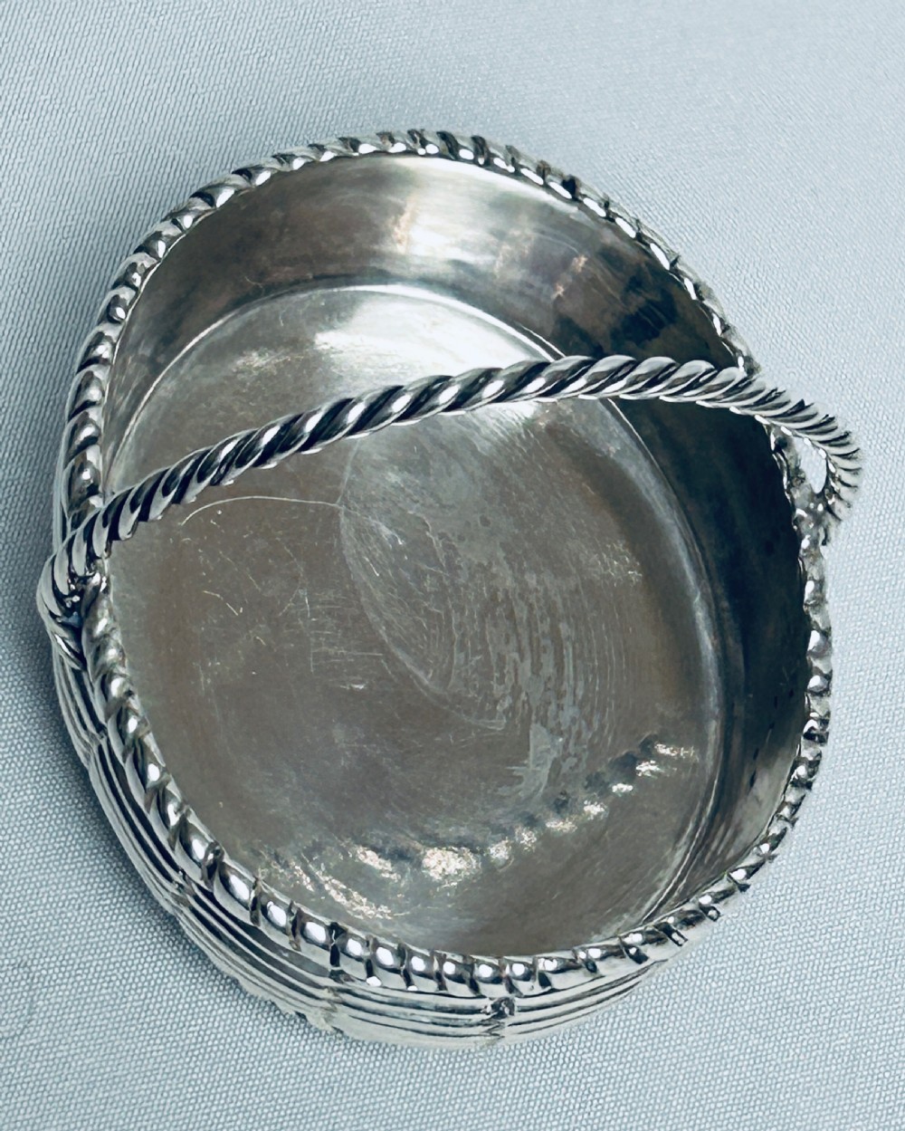 A fabulous novelty silver bonbon basket View II