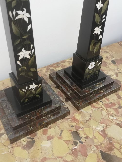 PAIR OF LARGE 19TH CENTURY DERBYSHIRE PIETRA DURA MARBLE OBELISKS - ADDITIONAL PHOTO 7