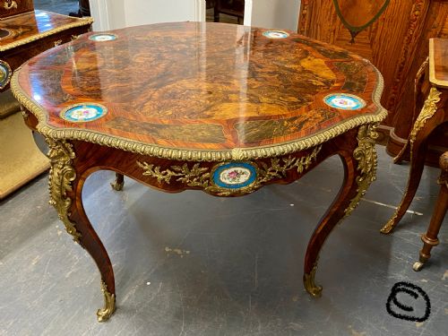 ANTIQUE WALNUT ORMOLU AND SEVRES PORCELAIN CENTRE TABLE FRENCH 1880 - ADDITIONAL PHOTO 1