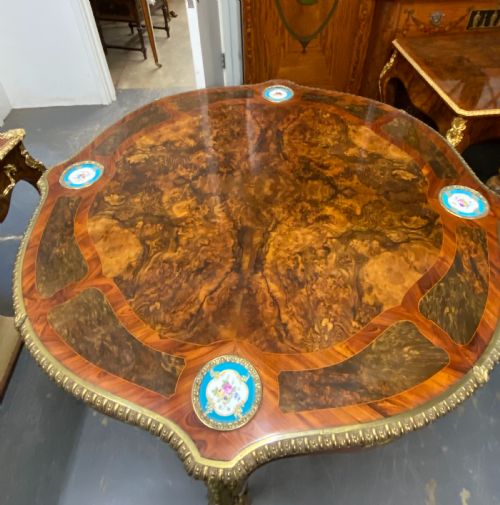 ANTIQUE WALNUT ORMOLU AND SEVRES PORCELAIN CENTRE TABLE FRENCH 1880 - ADDITIONAL PHOTO 2