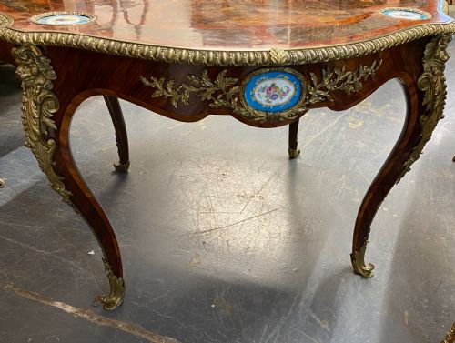 ANTIQUE WALNUT ORMOLU AND SEVRES PORCELAIN CENTRE TABLE FRENCH 1880 - ADDITIONAL PHOTO 9