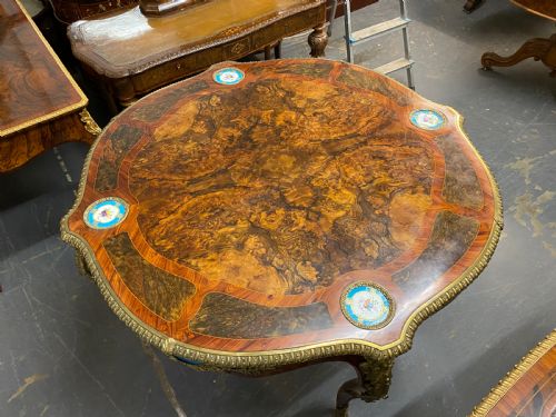 ANTIQUE WALNUT ORMOLU AND SEVRES PORCELAIN CENTRE TABLE FRENCH 1880 - ADDITIONAL PHOTO 10
