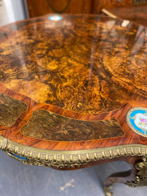 ANTIQUE WALNUT ORMOLU AND SEVRES PORCELAIN CENTRE TABLE FRENCH 1880 - ADDITIONAL PHOTO 23