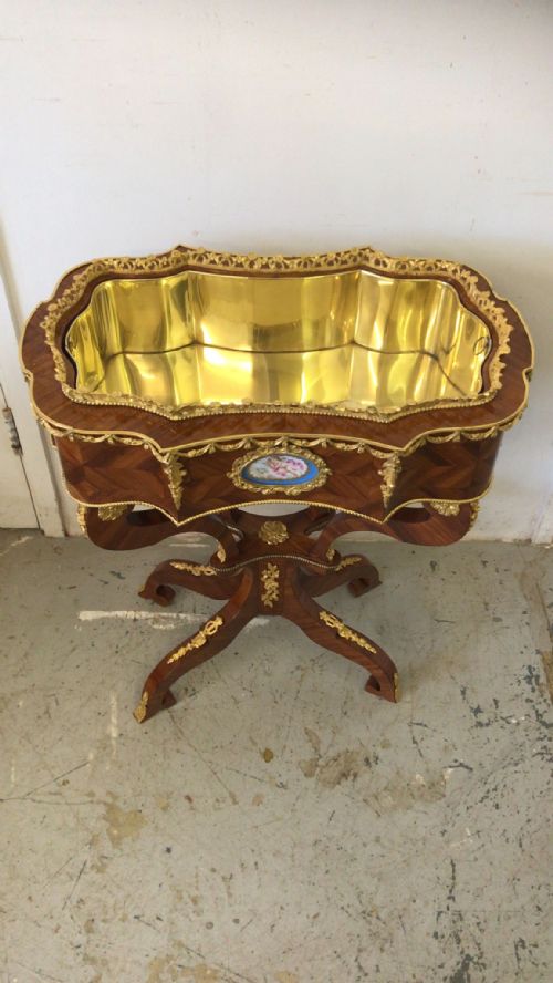 19TH CENTURY LOUIS XV STYLE ORMOLU MOUNTED JARDINIERE PLANTER ON STAND FRENCH 1880 - ADDITIONAL PHOTO 10