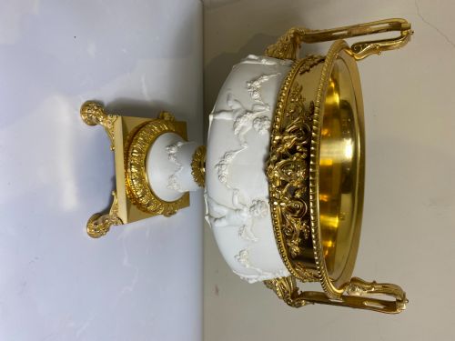 ANTIQUE BISQUE PORCELAIN CENTRE BOWL WITH ORMOLU MOUNTS FRENCH C 1890 - ADDITIONAL PHOTO 14