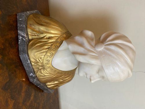 EARLY 20TH CENT ALABASTER ORMOLU BUST OF A YOUNG MAIDEN G V VAERENBERG CIRCA 1910 - ADDITIONAL PHOTO 3