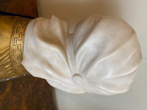 EARLY 20TH CENT ALABASTER ORMOLU BUST OF A YOUNG MAIDEN G V VAERENBERG CIRCA 1910 - ADDITIONAL PHOTO 4
