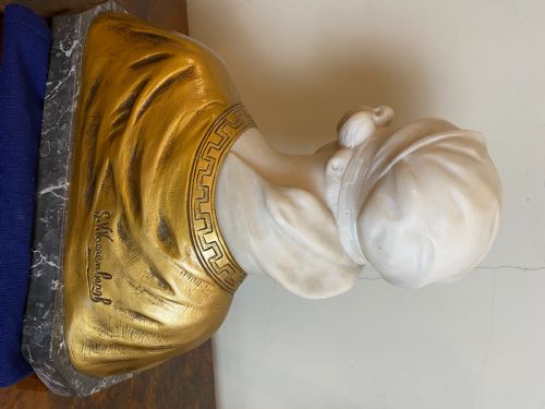 EARLY 20TH CENT ALABASTER ORMOLU BUST OF A YOUNG MAIDEN G V VAERENBERG CIRCA 1910 - ADDITIONAL PHOTO 5