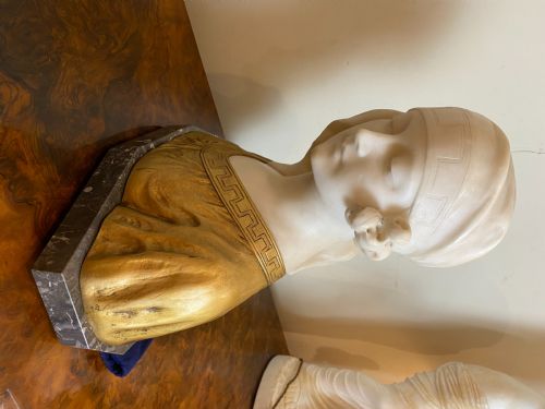 EARLY 20TH CENT ALABASTER ORMOLU BUST OF A YOUNG MAIDEN G V VAERENBERG CIRCA 1910 - ADDITIONAL PHOTO 8