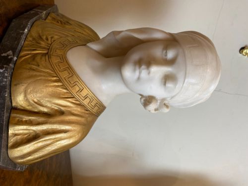 EARLY 20TH CENT ALABASTER ORMOLU BUST OF A YOUNG MAIDEN G V VAERENBERG CIRCA 1910 - ADDITIONAL PHOTO 11