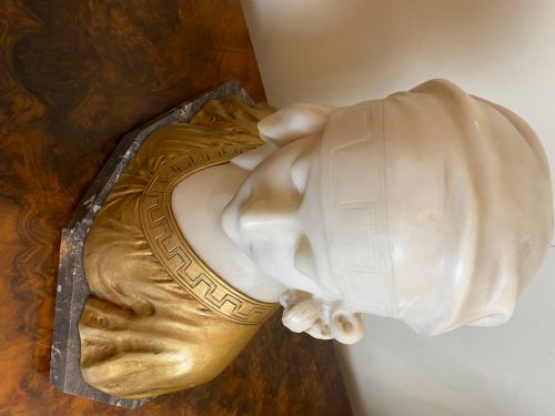 EARLY 20TH CENT ALABASTER ORMOLU BUST OF A YOUNG MAIDEN G V VAERENBERG CIRCA 1910 - ADDITIONAL PHOTO 12