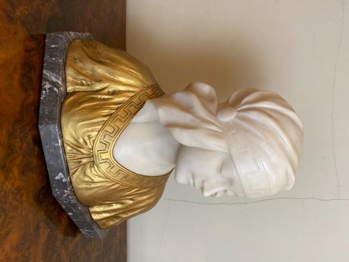 EARLY 20TH CENT ALABASTER ORMOLU BUST OF A YOUNG MAIDEN G V VAERENBERG CIRCA 1910 - ADDITIONAL PHOTO 13
