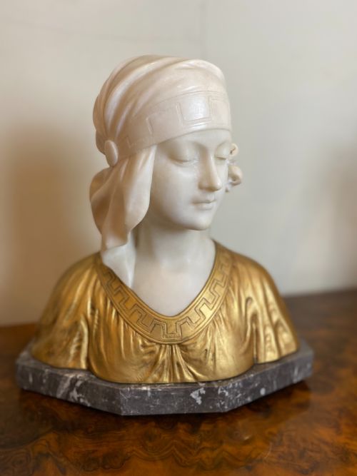 EARLY 20TH CENT ALABASTER ORMOLU BUST OF A YOUNG MAIDEN G V VAERENBERG CIRCA 1910 - ADDITIONAL PHOTO 15