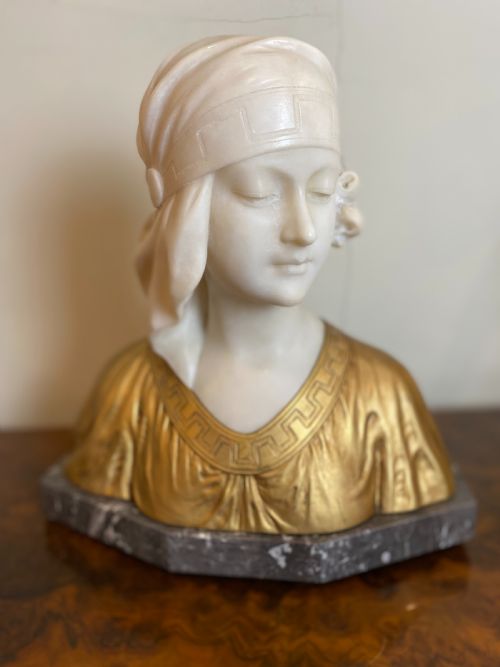 EARLY 20TH CENT ALABASTER ORMOLU BUST OF A YOUNG MAIDEN G V VAERENBERG CIRCA 1910 - ADDITIONAL PHOTO 16