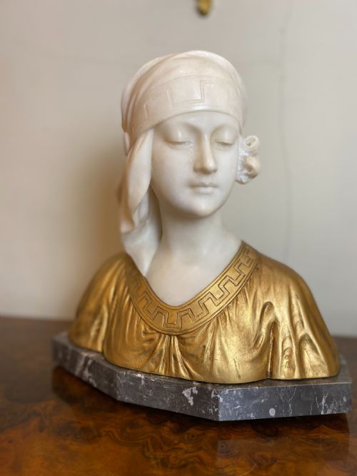 EARLY 20TH CENT ALABASTER ORMOLU BUST OF A YOUNG MAIDEN G V VAERENBERG CIRCA 1910 - ADDITIONAL PHOTO 17
