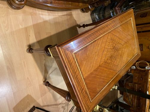 ANTIQUE LOUIS XVI STYLE WALNUT BRASS INLAID GAMES TABLE FRENCH CIRCA 1910 - ADDITIONAL PHOTO 1