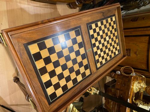 ANTIQUE LOUIS XVI STYLE WALNUT BRASS INLAID GAMES TABLE FRENCH CIRCA 1910 - ADDITIONAL PHOTO 3