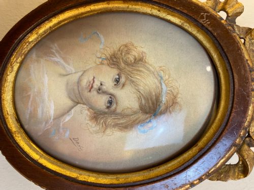 SET OF 6 X VICTORIAN MINIATURE FRAMED PASTEL PORTRAITS FRENCH C 1880 - ADDITIONAL PHOTO 1
