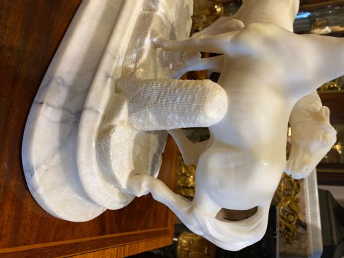 ALABASTER GROUP OF ARABIAN HORSES L'ACCOLADE AFTER J P MENE CIRCA 1900 - ADDITIONAL PHOTO 5